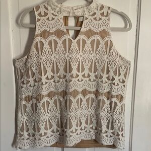 ADIVA  Lace Sleeveless Keyhole Back Nude under fabric SIZE Large